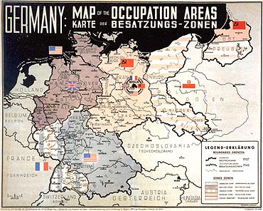 Deutschlandkarte mit eingezeichneten Besatzungszonen